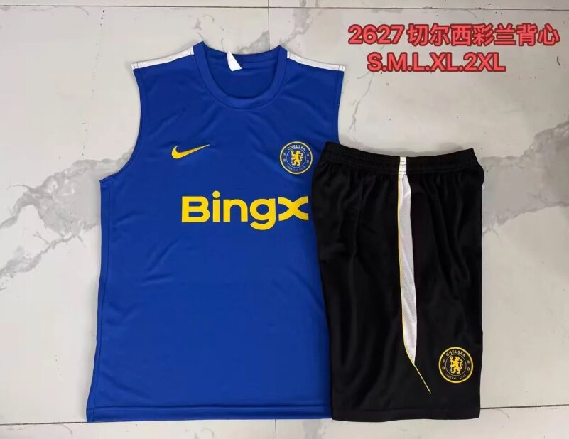 AAA Quality Chelsea 26/27 Blue/Yellow Vest Training Kit Jersey